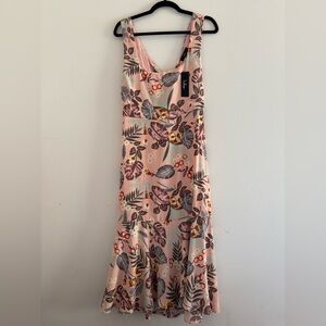 Lulu's Floral Backless Dress in Pink and Orange